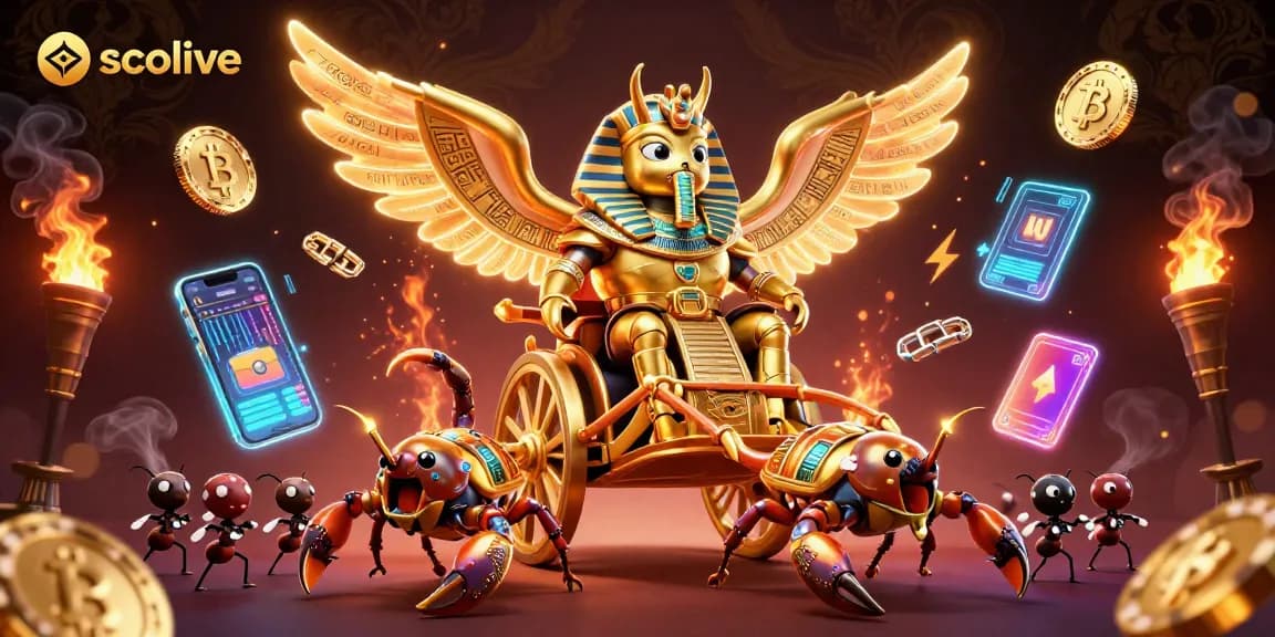 Experience the thrill of sports betting with socolive, featuring a vibrant 3D beetle and crypto elements.