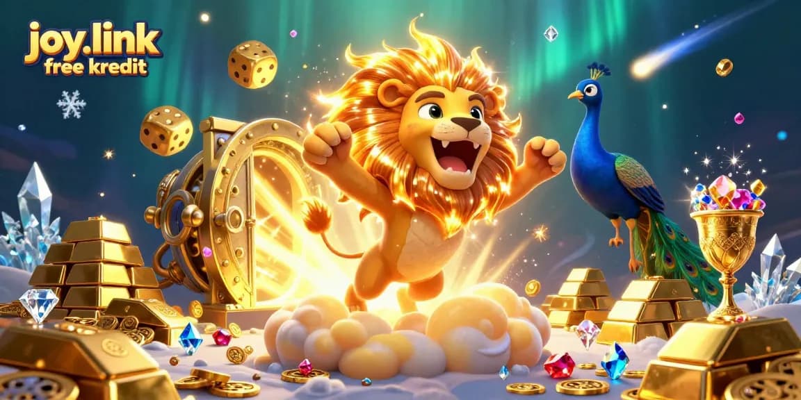 Experience joy.link free kredit in a vibrant casino world with golden treasures and jubilant characters.