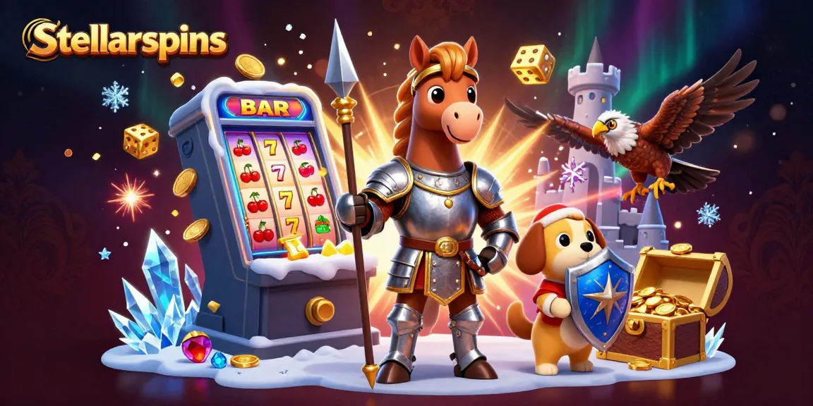 Engage with stellarspins to win jackpots in a magical medieval casino scene filled with lively characters.