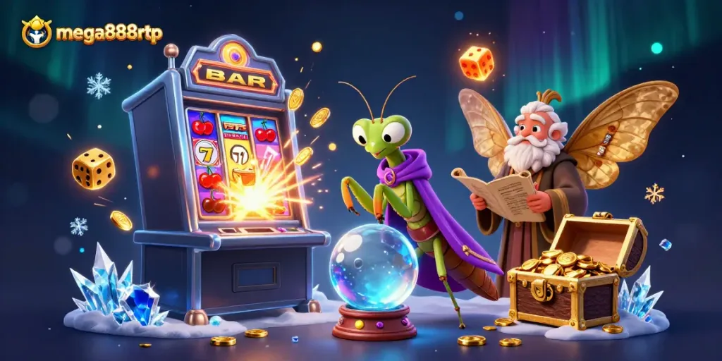 Experience mega888rtp with vibrant characters and dynamic casino elements in a colorful, 3D scene.