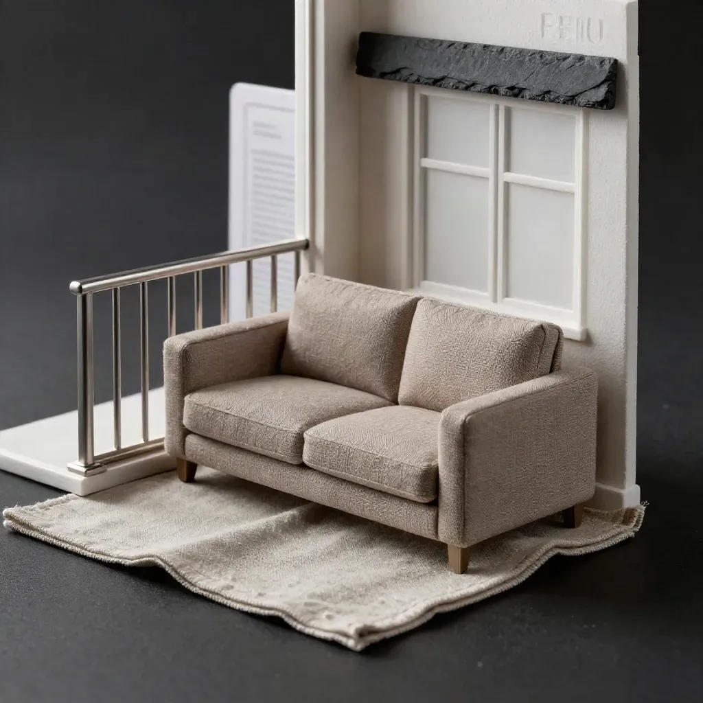 Vignette unit sewa Mont Kiara dengan sofa kompak, rel balkoni, dan bingkai tingkap.