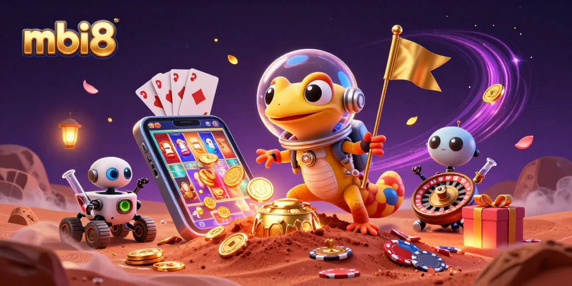 Experience thrilling wins at mbi8 with this vibrant 3D casino illustration.