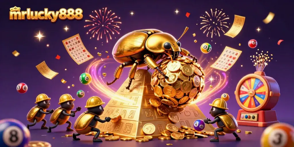 Watch as mrlucky888 brings luck with dynamic lottery and casino game elements bursting around