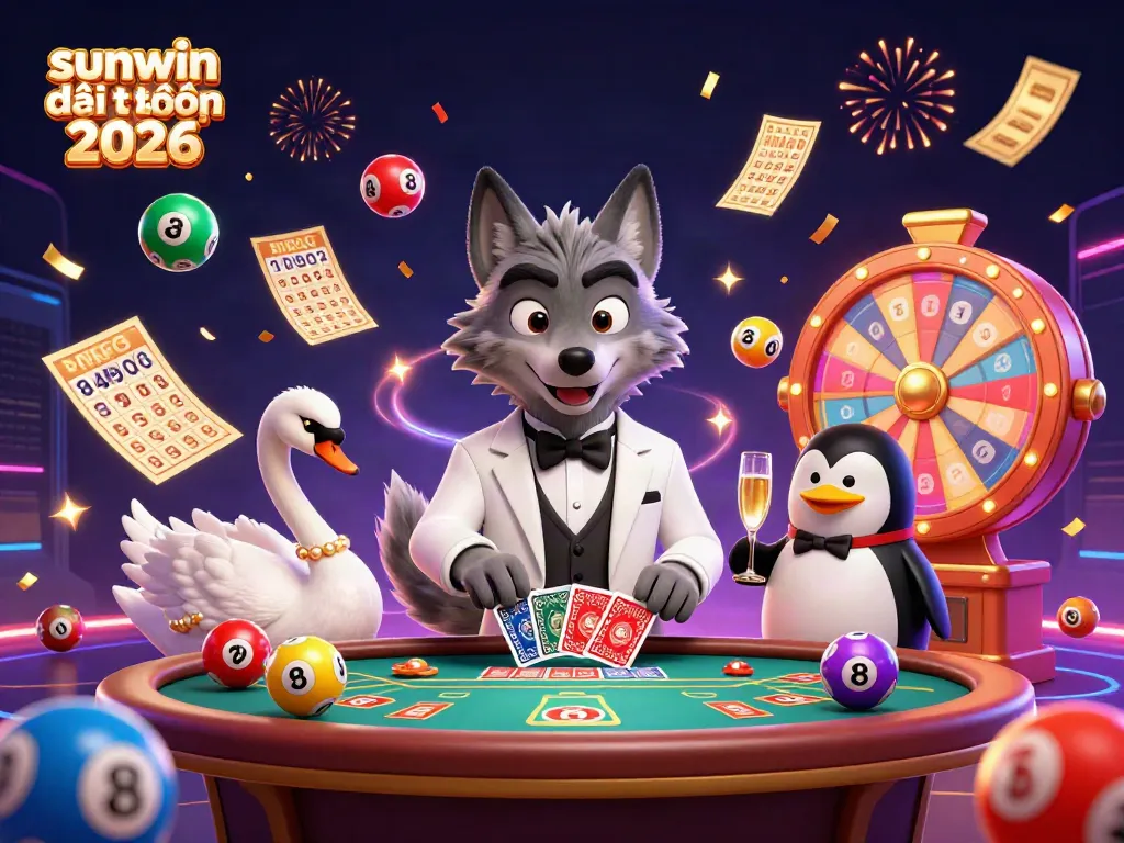 Experience the excitement at sunwin đổi thưởng 2026, featuring a glamorous baccarat table scene with vibrant celebratory elements.
