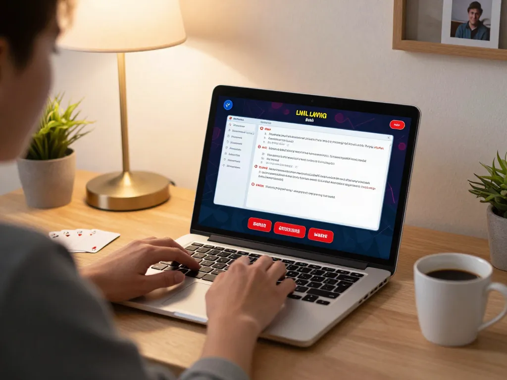 Engaged player using CM88 for live blackjack strategy from a cozy home setting