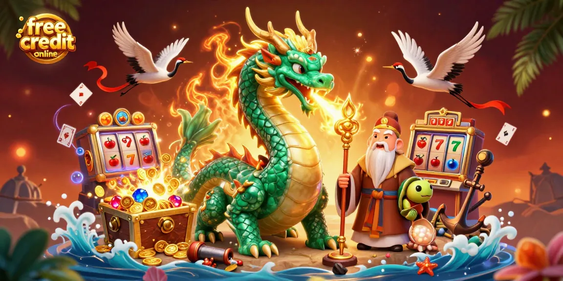 Claim free credit online to boost your gaming experience with stunning 3D casino art featuring great winning symbols.