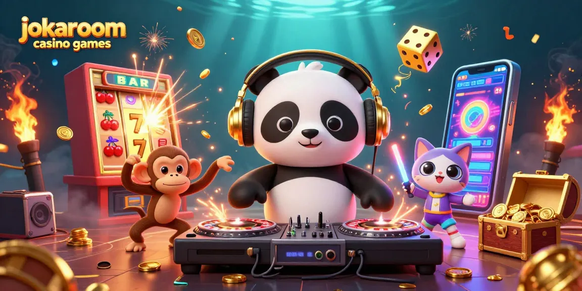 Experience the fun of jokaroom casino games in a vibrant 3D scene with animated characters and jackpot elements.